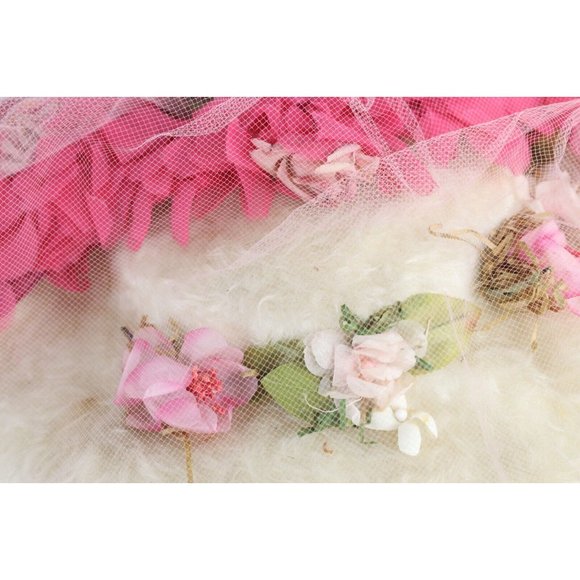 Vintage 20s 30s Flapper Girl Roaring 20s Distressed Flower Lace Fishnet Hat 21\